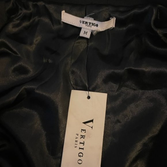 Vertigo Paris black dbl breasted jersey coat dress with off-white trim & buttons - Picture 7 of 8